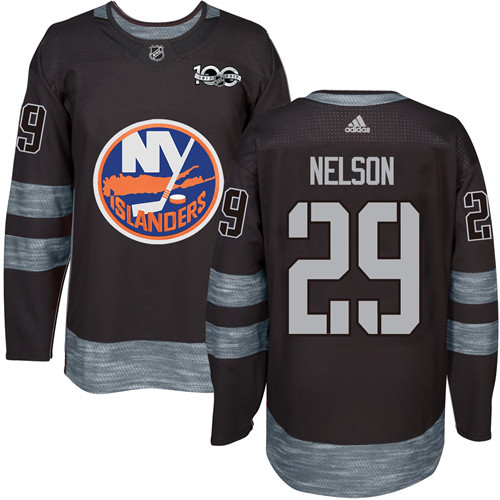 Adidas Islanders #29 Brock Nelson Black 1917-100th Anniversary Stitched NHL Jersey - Click Image to Close